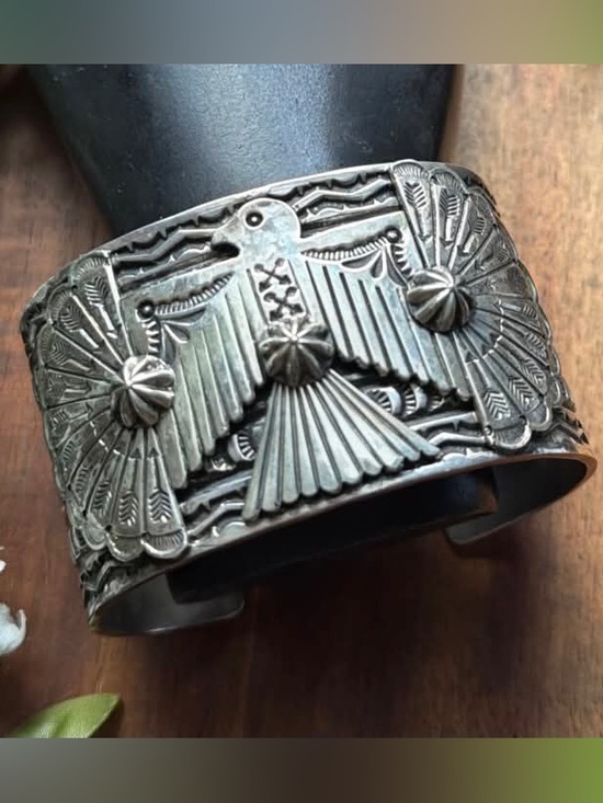 Jewelry - Sunshine Reeves Sterling Silver Thunderbird Cuff Bracelet Navajo Gift